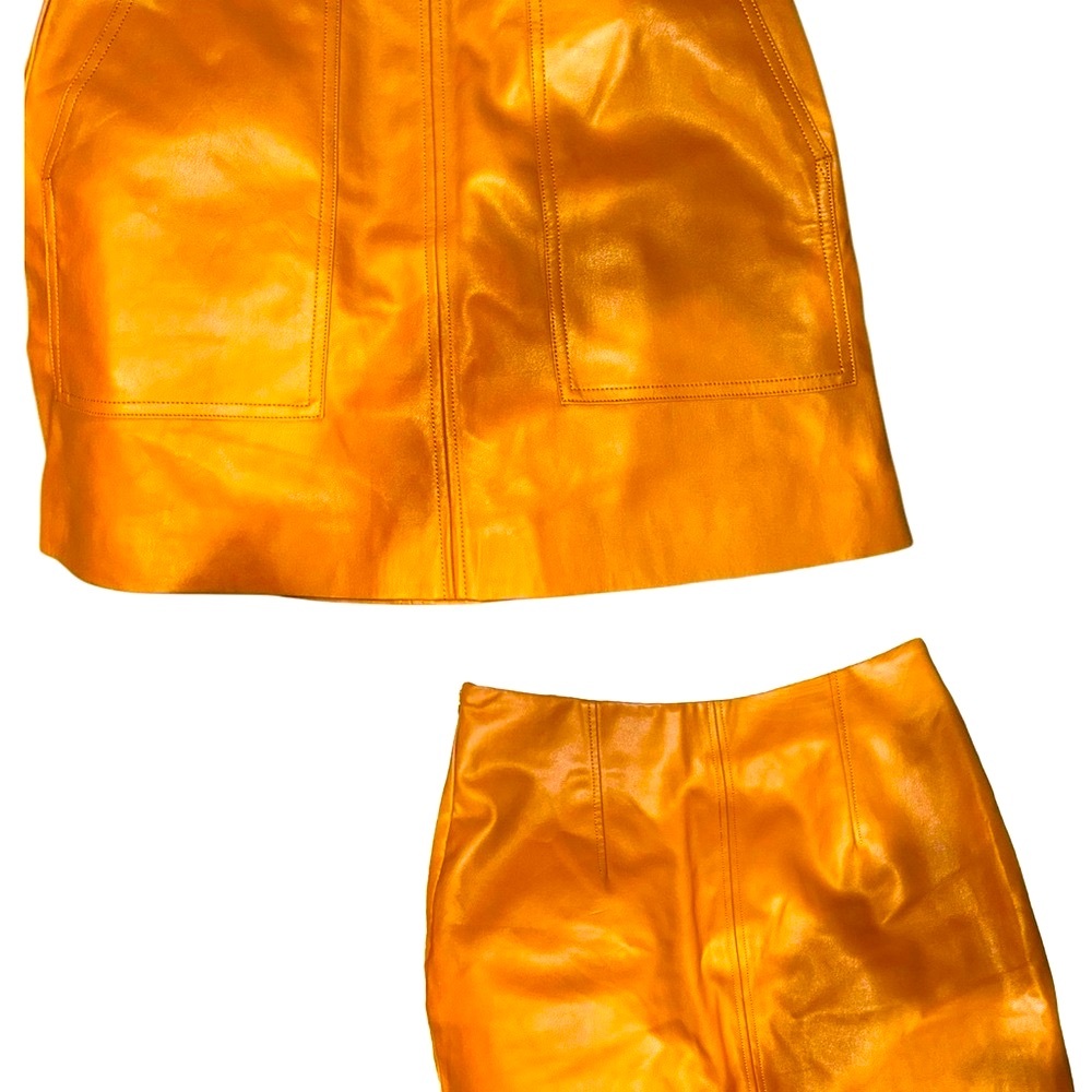 H & M / Women's Tan Leather-look Skirt